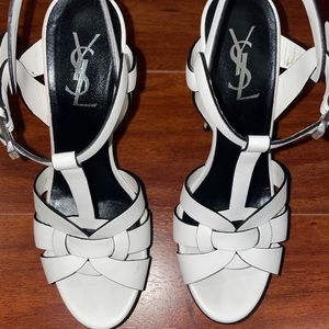 YSl Tribute White Platform Sandal